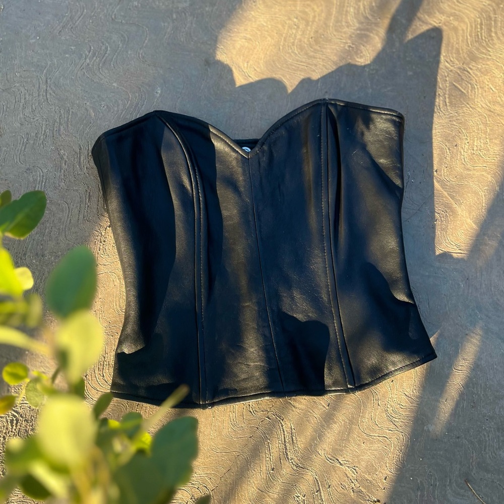 X BY ETHNIX | Vintage Genuine Leather Corset Top M